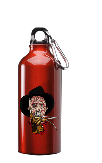 Creepy Haunted Dream Man with Hand Claws This is God Horror Film Movie Parody 3D Color Printed 17 oz Stainless Steel Water Bottle Red