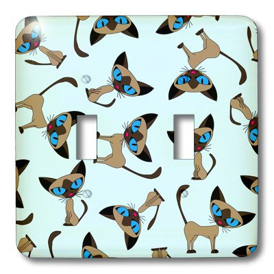 3dRose lsp_31278_2 Siamese Cat Print Blue Double Toggle Switch