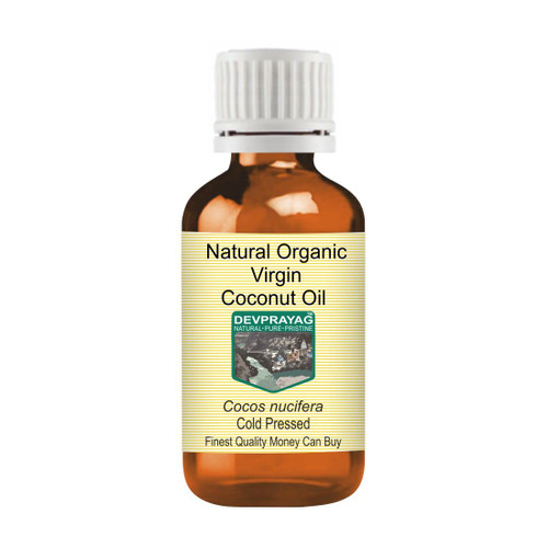 Devprayag Natural Organic Virgin Coconut Oil (Cocos nucifera) Natural Therapeutic Grade Cold Pressed 100ml (3.38 oz)