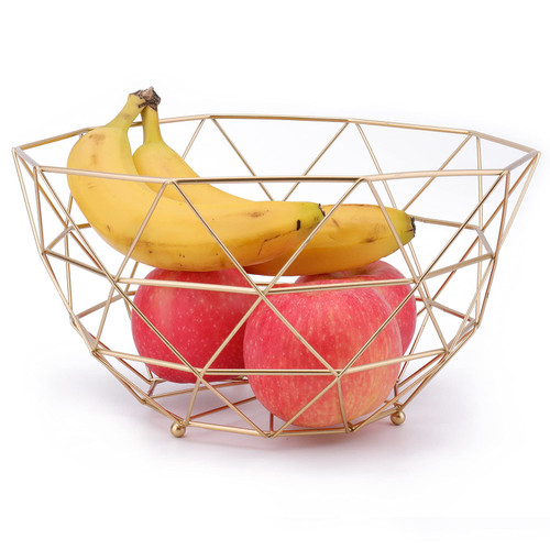 Kingrol Metal Fruit Basket Fruit Bowl, Wire Storage Basket for Fruits, Vegetables, Bread, Snacks, Potpourris (Gold) Kingrol Metal Fruit Basket Fruit Bowl, Wire Storage Basket for Fruits, Vegetables, Bread, Snacks, Potpourris (Gold)