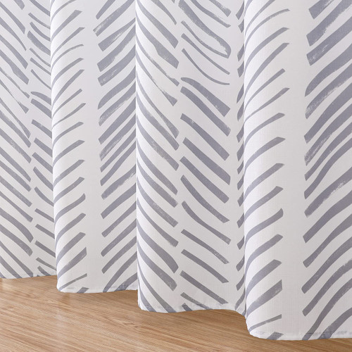 DOCHBODEN Grey Shower Curtain for Bathroom Cloth Fabric Decorative Shower Curtain Neutral Geometric Modern Shower Curtain Set, Gray and White Herringbone Waterproof 72 in x 72 in