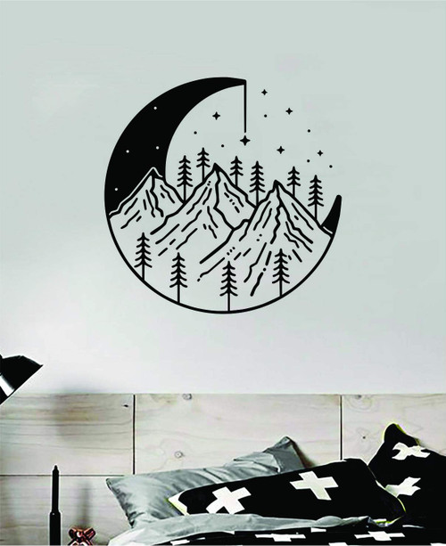 Moon Mountains V2 Wall Decal Sticker Vinyl Art Bedroom Room Decor Teen Boy Girl Kids Baby Nursery Animal Adventure Travel Wanderlust Explore Hike Camp Stars Moon Mountains V2 Wall Decal Sticker Vinyl Art Bedroom Room Decor Teen Boy Girl Kids Baby Nursery Animal Adventure Travel Wanderlust Explore Hike Camp Stars
