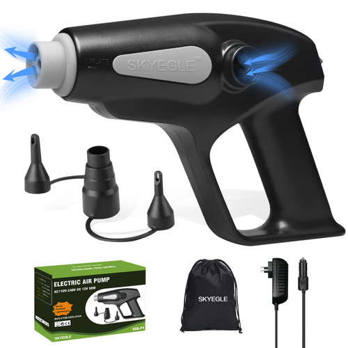 Electric air Pump for Inflatable, Portable Electric Pump, Air Mattress Pump, Quick Fill inflate and Deflate with 3 Nozzles, 110-240V/12V DC Air Pump for Outdoor Camping, Air Mattress, Pool Float Boat Electric air Pump for Inflatable, Portable Electric Pump, Air Mattress Pump, Quick Fill inflate and Deflate with 3 Nozzles, 110-240V/12V DC Air Pump for Outdoor Camping, Air Mattress, Pool Float Boat