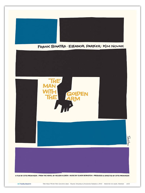 The Man with The Golden Arm - Starring Frank Sinatra & Eleanor Parker - Vintage Film Movie Poster by Saul Bass c.1955 - Master Art Print 9in x 12in