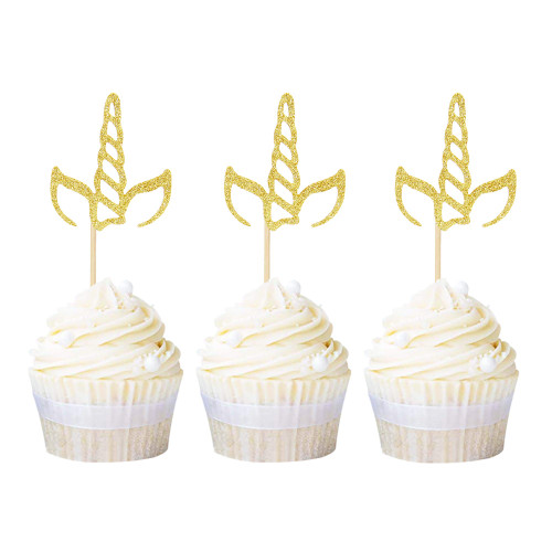 Ercadio 24 Pack Unicorn Oh Baby Cupcake Toppers Rose Gold Glitter Unicorn Horn Oh Baby Cupcake Picks Unicorn Horn Oh Baby Cupcake Toppers for Unicorn Theme Baby Shower Birthday Party Supplies