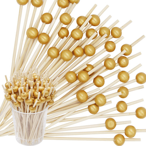 EuTengHao 200Pcs Cocktail Picks 4.7 Inch Bamboo Cocktail Toothpicks, Cocktail Skewers for Appetizers Desserts Drinks Charcuterie, Birthday Wedding Party Fancy Toothpicks with Gold Pearl Food Picks EuTengHao 200Pcs Cocktail Picks 4.7 Inch Bamboo Cocktail Toothpicks, Cocktail Skewers for Appetizers Desserts Drinks Charcuterie, Birthday Wedding Party Fancy Toothpicks with Gold Pearl Food Picks