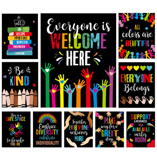Pajean 10 Pieces Classroom Welcome Posters Motivational Classroom Posters Classroom Inspirational Quotes Posters Bulletin Board Sets Positive Welcome Banner for School Classroom Office Wall Decor