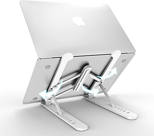 Laptop Stand Adjustable Laptop Holder Riser, Foldable Desktop Tablet Holder Compatible with MacBook/Computer/Air Pro/iPad/Notebook and 10"-15" Devices (White)