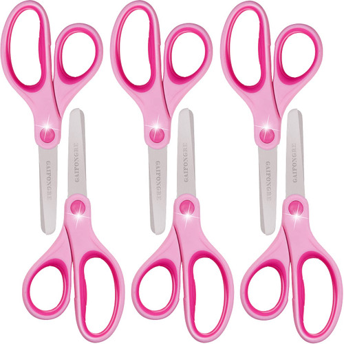 Kids Scissors,5.5" Blunt tip Scissors for Children,scissors for school kids,Safe blade suitable for cutting paper handicraft painting school,Pink-6 packs