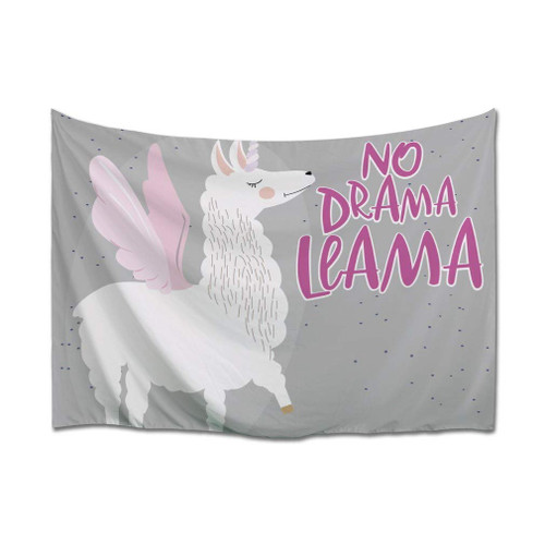 A.Monamour Wall Hanging Tapestry Cute Alpaca Llama with Wings Unicorn Grey Background Fabric Boho Hippie Mandala Wall Mural Art Decoration for Bedroom 153x203cm