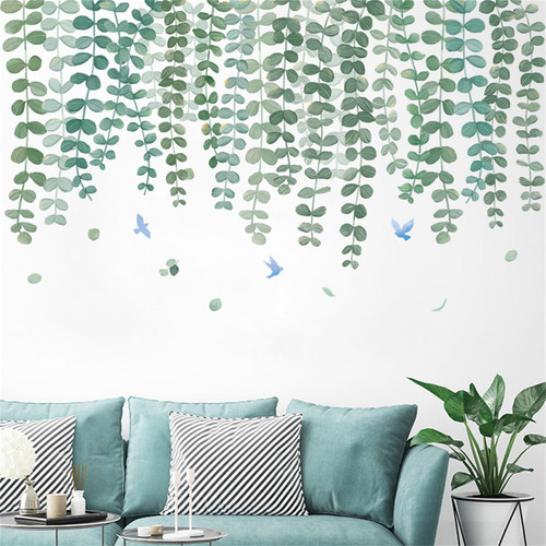 WOHAHA Hanging Green Leaf Wall Stickers North Europe Large Plant Leaves Wall Decals Removable Mural Wallpaper Waterproof Peel and Stick Bedroom Kitchen Bathroom Wall Art Decoration WOHAHA Hanging Green Leaf Wall Stickers North Europe Large Plant Leaves Wall Decals Removable Mural Wallpaper Waterproof Peel and Stick Bedroom Kitchen Bathroom Wall Art Decoration