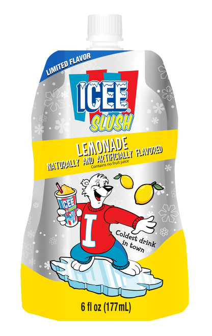 Icee Slush Lemonade Frozen Fruit Juice 6 fl oz Pouches - Just Freeze & Squeeze for Instant Slushy Maker, Great for Birthday Party, Lunchbox, No Icee Machine Needed, 12 Pack