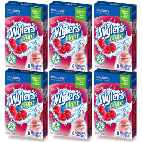 Wyler's Light Singles To Go (6 Pack), Raspberry Water Drink Mix, 48 Total Powder Drink Mix Packets Wyler's Light Singles To Go (6 Pack), Raspberry Water Drink Mix, 48 Total Powder Drink Mix Packets