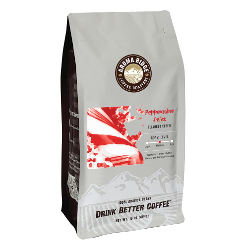 Aroma Ridge flavored coffee, Whole bean Peppermint Stick Coffee, medium roast 16 ounces