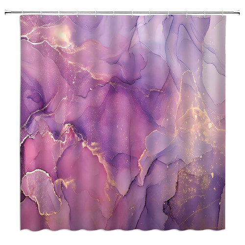NYDSZNE Purple Marble Shower Curtain Modern Abstract Gold Stripes Marble Texture Watercolor Creative Luxurious Bathroom Decor Fabric Curtain with Hooks NYDSZNE Purple Marble Shower Curtain Modern Abstract Gold Stripes Marble Texture Watercolor Creative Luxurious Bathroom Decor Fabric Curtain with Hooks