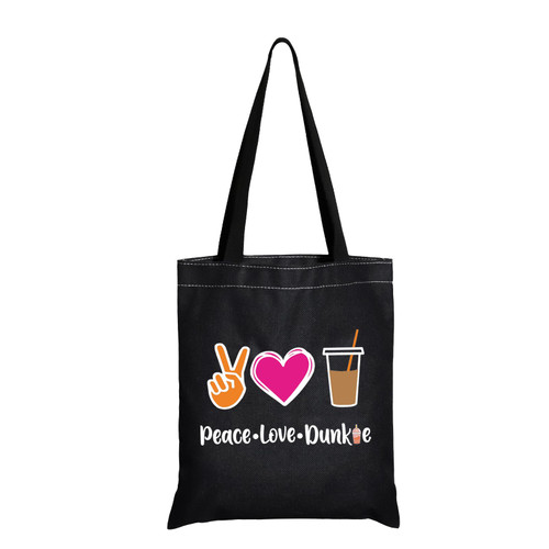 JXGZSO Peace Love Donut Junkie Shopping Bag Coffee Donuts Lover Gift Coffee Cosmetic Bag