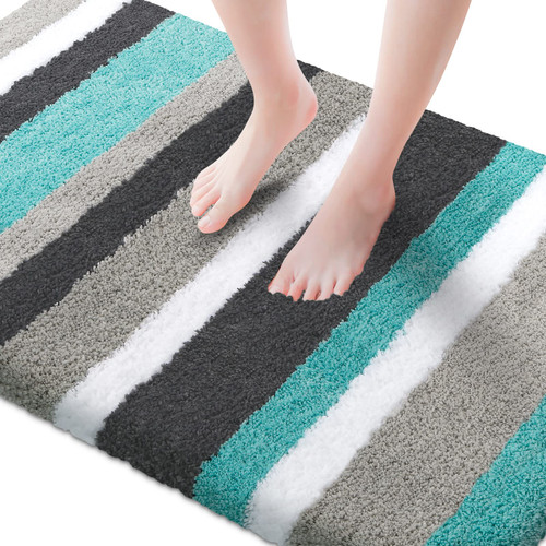 KMAT Luxury Bathroom Rugs Bath Mat,32X47 Inch, Non-Slip Fluffy Soft Plush Microfiber Shower Carpet Rug, Machine Washable Quick Dry Ultra Shaggy Bath Mats for Tub, Bathroom and Shower, Green-Grey KMAT Luxury Bathroom Rugs Bath Mat,32X47 Inch, Non-Slip Fluffy Soft Plush Microfiber Shower Carpet Rug, Machine Washable Quick Dry Ultra Shaggy Bath Mats for Tub, Bathroom and Shower, Green-Grey