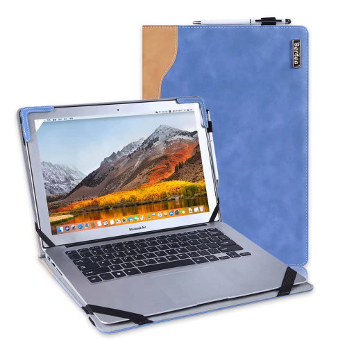 Berfea Laptop Case Compatible with LG Gram 15.6 inch Laptop PU Leather Protective Shell Stand Hard Case Cover Pouch