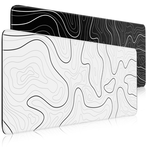 DIGSOM 2 Pack Mouse Pad Gaming Large Desk Pad 31.5 x 11.8in Gaming Keyboard Pad Black and White Mouse Pad for Desk with Anti-Slip Rubber Base, Extended Mouse Mat XL Mouse Pad Large Mouse Mat