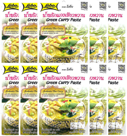 Lobo Thai Green Curry Paste - No MSG, No Preservatives, No Artificial Colors (Pack of 10)