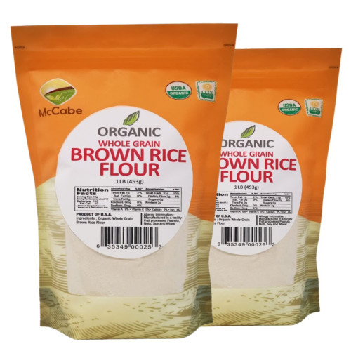 McCabe Organic Brown Rice Flour, 1lb (16 oz) (2 Packs), USDA Certified Organic, Product of USA, CCOF Certified(California Certified Organic Farmers)