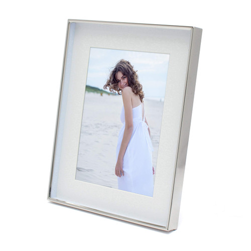 MIMOSA MOMENTS 7x9 Metal Picture Frame with Mat for 5x7 Photo, Shadowbox Frame for Tabletop Display(Silver, 5x7)