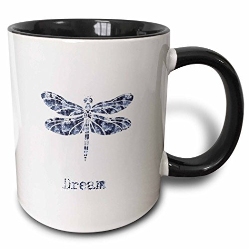 3dRose 179156_4"Dream Dragonfly Two Tone Mug, 11 oz, Black