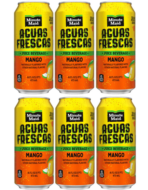 Minute Maid Aguas Frescas Juice Beverage, 16oz Cans, Pack of 6 (Mango)