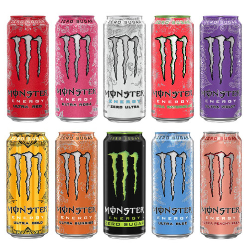 Monster Energy Assorted Sampler Pack, Super Energy Drink 10 Flavor Variety Pack - 16 Fl Oz Cans (10 Pack) by Gsuila