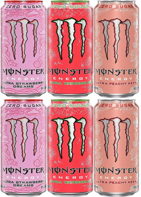 Monster Energy Drinks, 16oz Cans, Pack of 6 (Ultra Reds Zero Sugar) Monster Energy Drinks, 16oz Cans, Pack of 6 (Ultra Reds Zero Sugar)