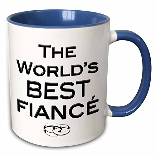 3dRose 161150_6"The World's Best Fiancé Two Tone Mug, 11 oz, Blue