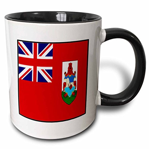 3dRose mug_80916_4"Photo Of Bermuda Flag Button" Two Tone Black Mug, 11 oz, Multicolor