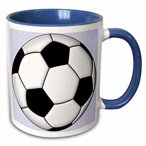 3dRose mug_50318_6"Soccer Ball Champ" Two Tone Blue Mug, 11 oz, Multicolor