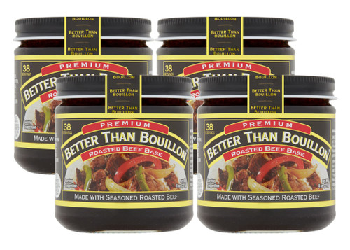 Better Than Bouillon Roasted Beef Base, Made with Seasoned Roasted Beef, Blendable Base for Added Flavor, 38 Servings Per Jar, 8 OZ (Pack of 4)