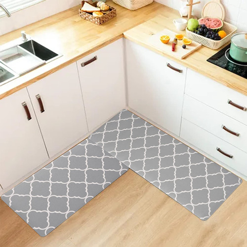 Kitchen Mats for Floor [2 PCS] Cushioned Anti-Fatigue Kitchen Rug, Non Slip Waterproof Kitchen Mats and Rugs PVC Ergonomic Comfort Standing Foam Mat for Kitchen, Floor, Office, Sink, Laundry