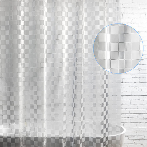 WELTRXE EVA Shower Curtain Liner 72x72 Inch 8G Heavy Duty Clear Shower Liner with Design, Waterproof Plastic Shower Curtains for Bathroom Bathtub, Shower Stall, 3D Frosted Square Pattern, 3 Magnets WELTRXE EVA Shower Curtain Liner 72x72 Inch 8G Heavy Duty Clear Shower Liner with Design, Waterproof Plastic Shower Curtains for Bathroom Bathtub, Shower Stall, 3D Frosted Square Pattern, 3 Magnets