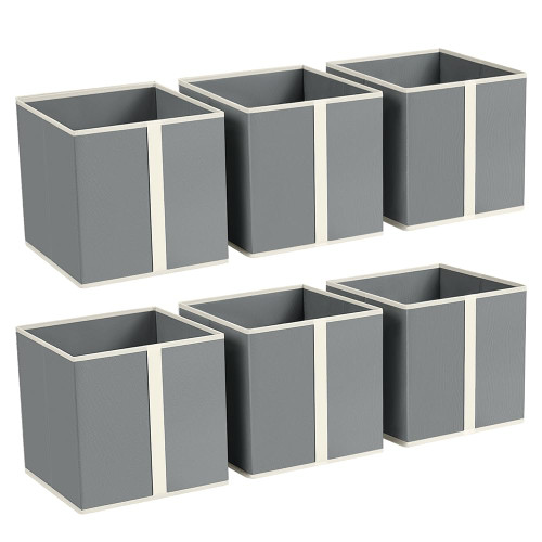 homsorout Storage Cubes, 11 Inch Storage Bins with Handles, Closet Storage Baskets for Shelves, Foldable Cube Storage Bins, Closet Organizers and Storage for Toys, Books, Clothes, 6 Pack, Grey