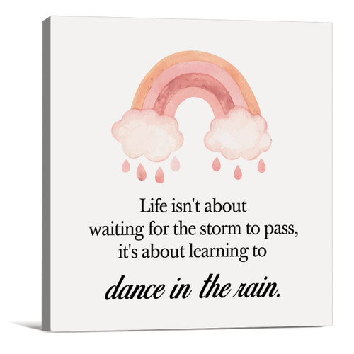 Rainbow Life Quote Canvas Wall Art Framed Print 8x8 Inch Rustic Life isn't about Waiting for the Storm to Pass Poster Painting Desk Sign Home Living Room Nursery Decor