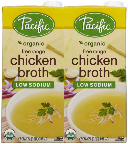 Pacific Natural Foods Organic Chicken Broth, Low Sodium, 32 oz, 2 pk Pacific Natural Foods Organic Chicken Broth, Low Sodium, 32 oz, 2 pk