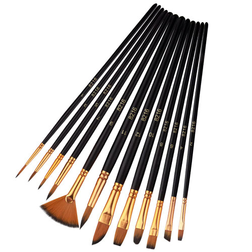 Paint Brushes Set, 12Pcs Paint Brushes for Acrylic Painting, Oil Watercolor Acrylic Paint Brush, Artist Paintbrushes for Rock Canvas Drawing Arts Crafts Supplies, Black Paint Brushes Set, 12Pcs Paint Brushes for Acrylic Painting, Oil Watercolor Acrylic Paint Brush, Artist Paintbrushes for Rock Canvas Drawing Arts Crafts Supplies, Black