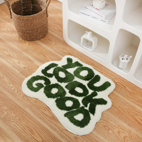 CrushHomes You Look Good Bath Mat Green Cute Bathroom Rugs Soft Non Slip Aesthetic Fun Shower Rug for Bathroom Decor,Bathtub (21" x 25")