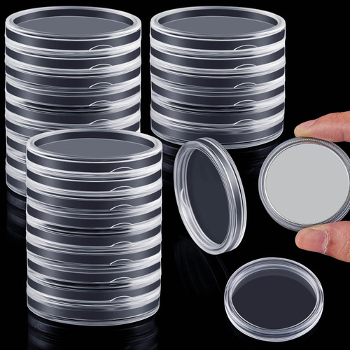 50 Pieces Silver Dollar Case 38 mm Coin Capsules Silver Dollar Coin Holder Silver Bar Capsule Holders Clear Silver Dollar Coin Holder for Morgan, Peace, IKE Silver Dollars
