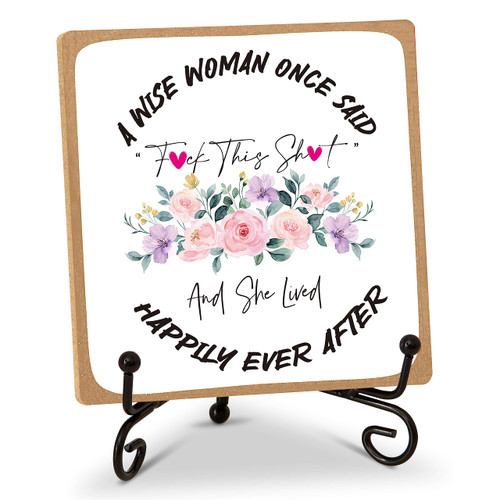 Inspirational Home Office Desk Decor with Stand, A Wise Woman Once Said I'm Outta Here, Retirement Gifts for Women Men Friends Coworkers - A12 Inspirational Home Office Desk Decor with Stand, A Wise Woman Once Said I'm Outta Here, Retirement Gifts for Women Men Friends Coworkers - A12