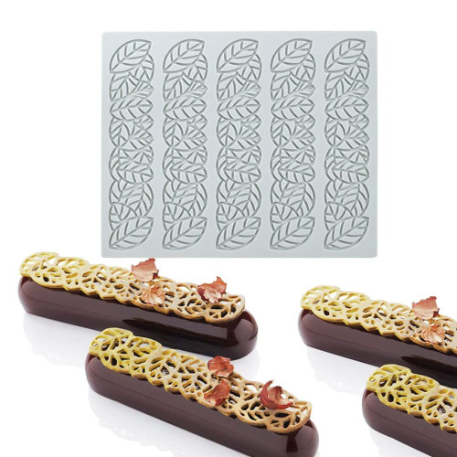 oAutoSjy Rectangle Leaf Shape Silicone Mold 3D Fondant Lace Mat DIY Cake Decoration Mold Fondant Impression Mat for Chocolate Sugar Candy Cupcake Baking Silicone Embossing Mat for Cake Decorating Mold