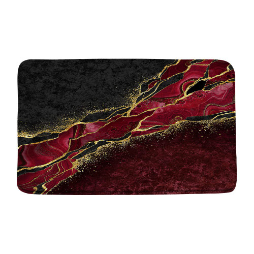 ZKJSMGS Red Marble Bath Mat Abstract Burgundy Maroon Marble Gold Veins Texture Crack Ink Luxury Geometric Creative Bath Rugs for Bathroom Kitchen,17.8x29.5 Inch