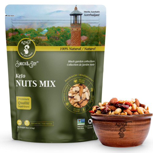 AZNUT Keto Mixed Nuts, Non GMO Project Certified, Almonds, Hazelnuts, Brazil Nuts, Pecan, Cranberries, Pumpkin Seeds, 100% Natural Premium Quality, Kosher Certified (Keto Snacks Mix, 2 LB)
