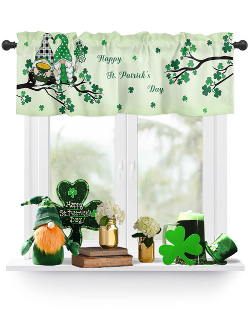 WARM TOUR St. Patrick's Day Gnome Window Curtain Valance,Rod Pocket Kitchen Cafe Valances, Lucky Shamrock Leaf Short Window Treatment Panels for Bathroom Living Room WARM TOUR St. Patrick's Day Gnome Window Curtain Valance,Rod Pocket Kitchen Cafe Valances, Lucky Shamrock Leaf Short Window Treatment Panels for Bathroom Living Room