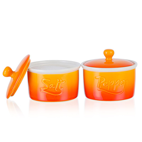 Salt and Pepper Bowls, Candiicap 8oz Salt Cellar with Lid, Stacked Ceramic Salt Pepper Container with Ceramic Lid, Salt Box for Countertop, Modern Farmhouse Kitchen Decor, Set of 2(Avocado Green)