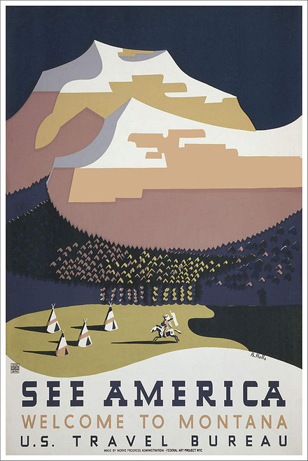 - See America Welcome to Montana WPA Vintage Travel Poster - 11x17 - See America Welcome to Montana WPA Vintage Travel Poster - 11x17
