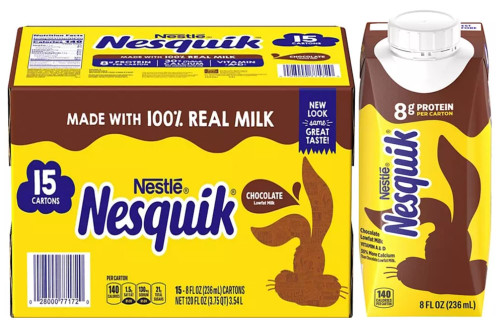 Shelf Stable Milk READY-TO-DRINK Delicious Goodness Of Nestle Nesquik Chocolate Lowfat Milk 8 fl. oz. Carton + BETRULIGHT Fridge Magnet (Chocolate, Pack of 15) Packaging May Vary